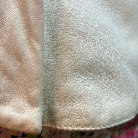 Vince Slim Lambskin Leather Moto Jacket Off-White, Size Small - Picture 11 of 11